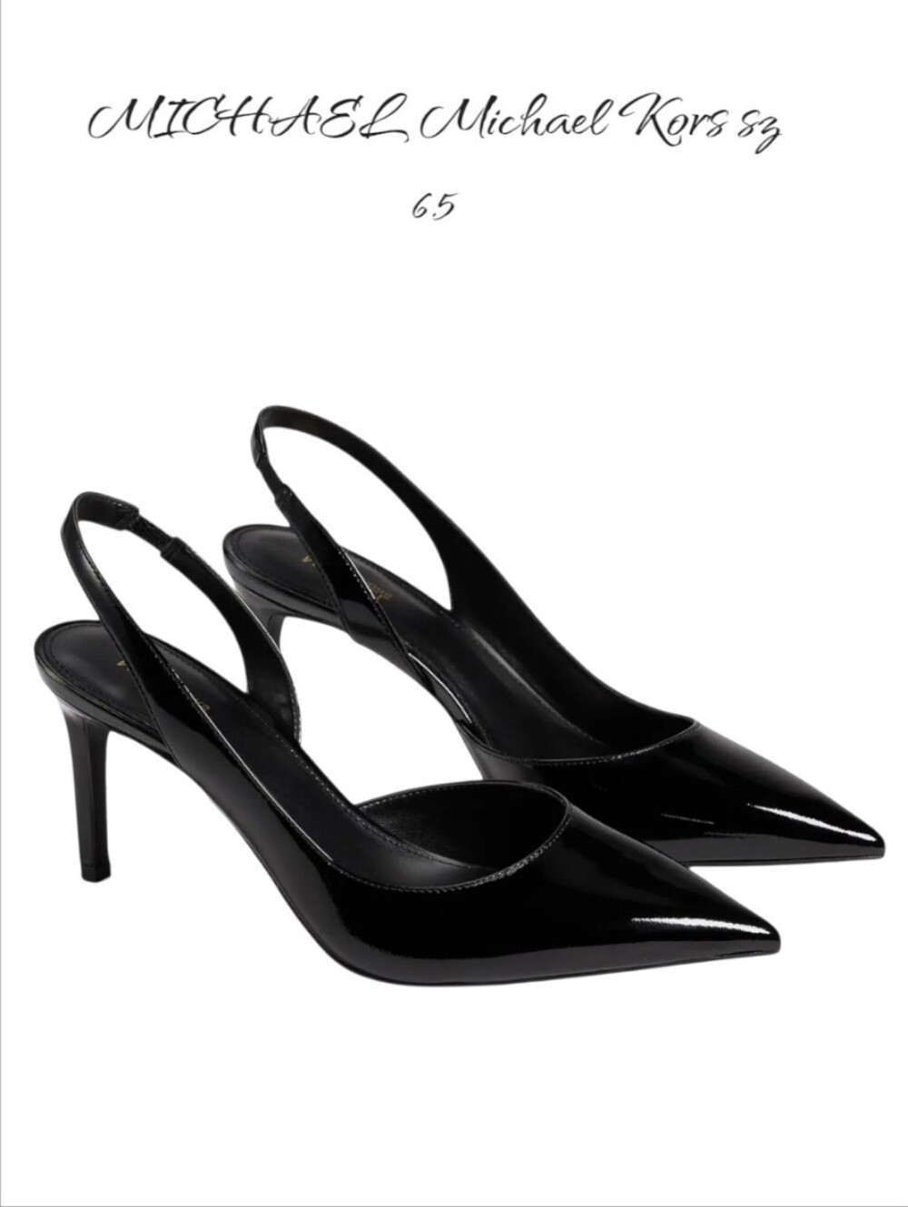 MICHAEL Michael Kors Alina Flex Black Patent Slingback Pump Heels Sz 6.5